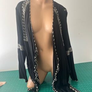 Hot & Delicious Black Cardigan with White Stitching